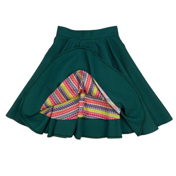 Laura Galic Skirt 40 US/10 Green A-Line Full Knee Length Heritage Fall Fashion - Picture 3 of 11